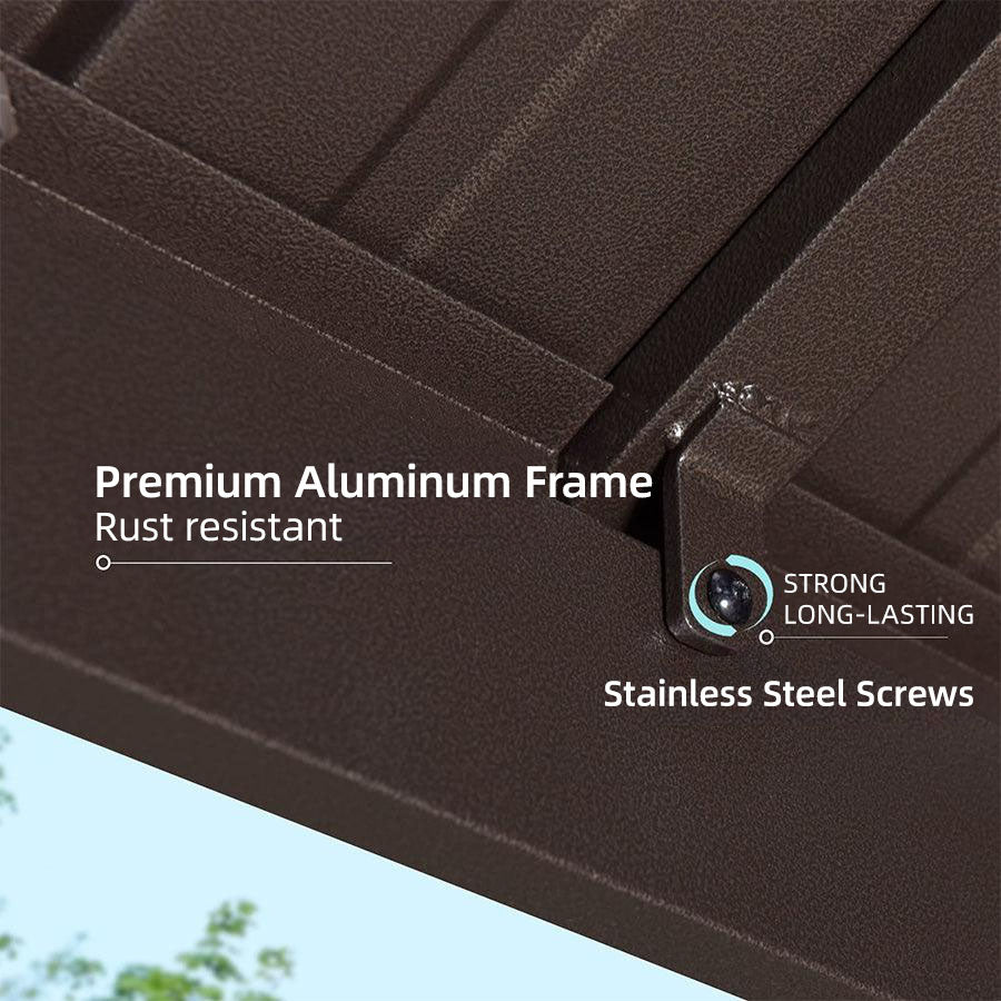 PURPLE LEAF Hardtop Grill Gazebo for Patio Bronze Permanent Metal Roof Outside Sun Shade Outdoor BBQ Canopy with String Lights