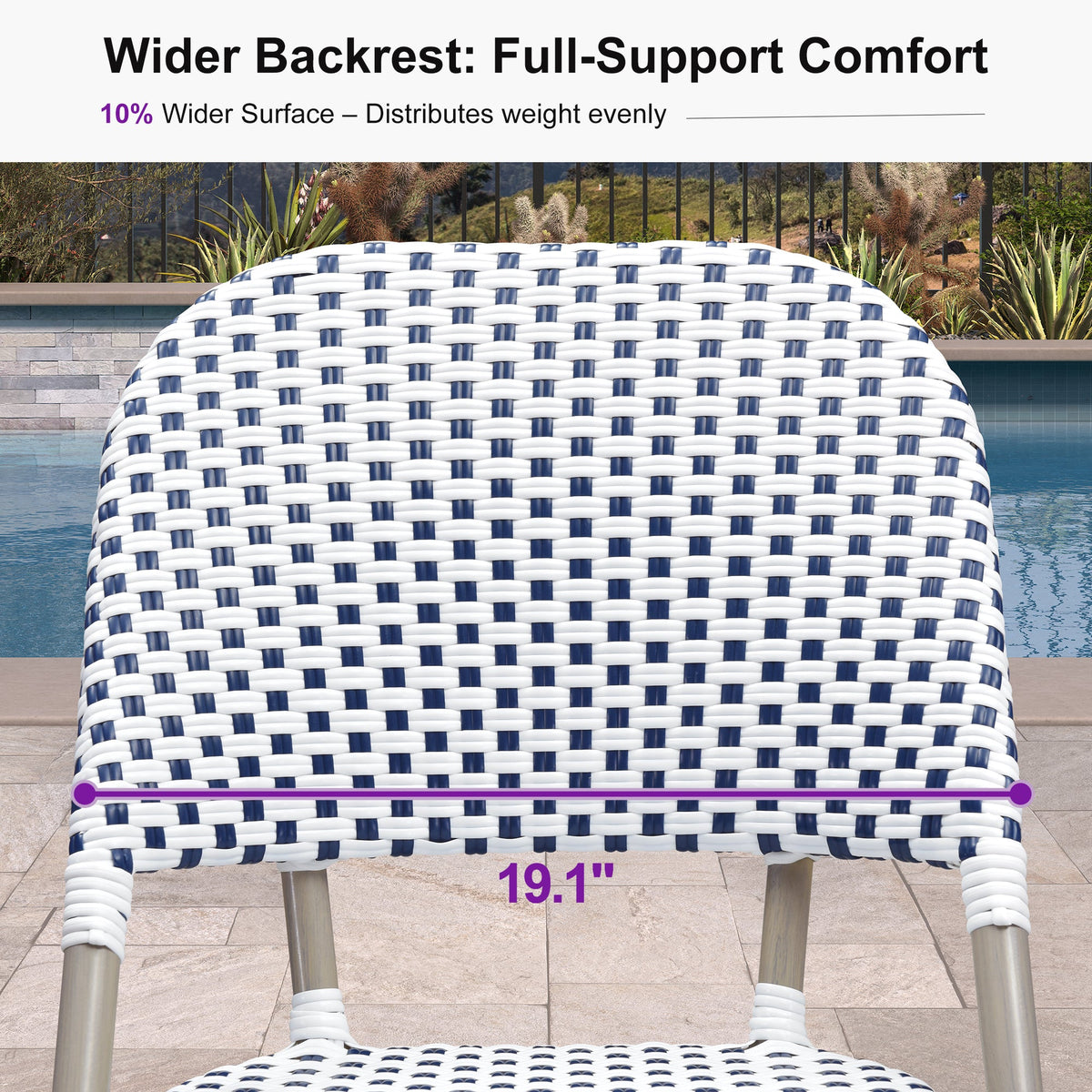 PURPLE LEAF Outdoor Bar Height Stools Set of 2 French Country Patio Rattan Bar Stool Chairs Outdoor Armless Barstools for Porch Garden Indoor Kitchen