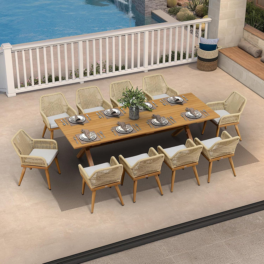 PURPLE LEAF Outdoor Dining Set All-Weather PE Rattan Outdoor Patio Furniture Set with Aluminum Frame