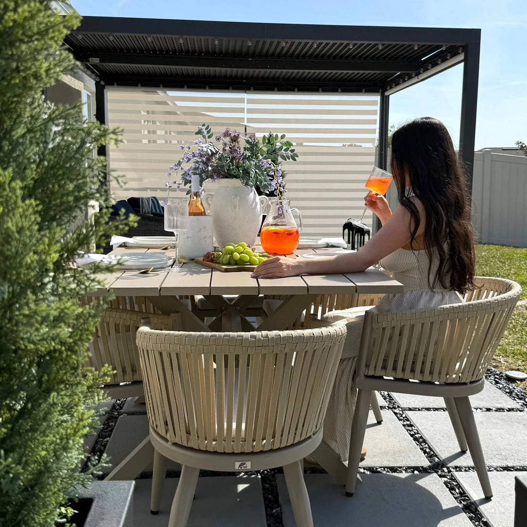 PURPLE LEAF 7/9/11 Pieces Outdoor Dining Set Aluminum Table & Wicker Rattan Chairs Modern Patio Furniture Set for Deck