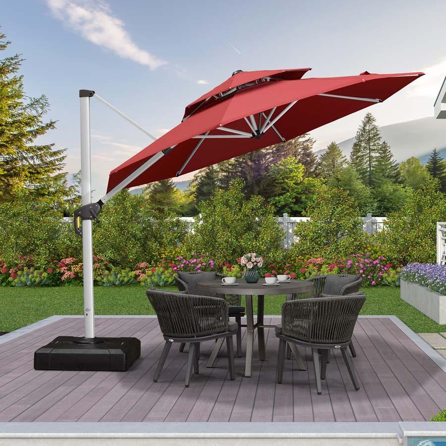 PURPLE LEAF Round Cantilever Patio Umbrella Heavy Duty Umbrella for Porch Garden Pool