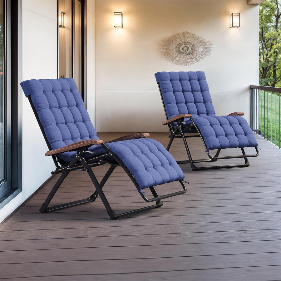 PURPLE LEAF Outdoor Reclining Chair Patio Zero Gravity Chaise Lounge Folding Chair with Removable Cushion Adjustable Headrest for Lawn Camping Beach Pool