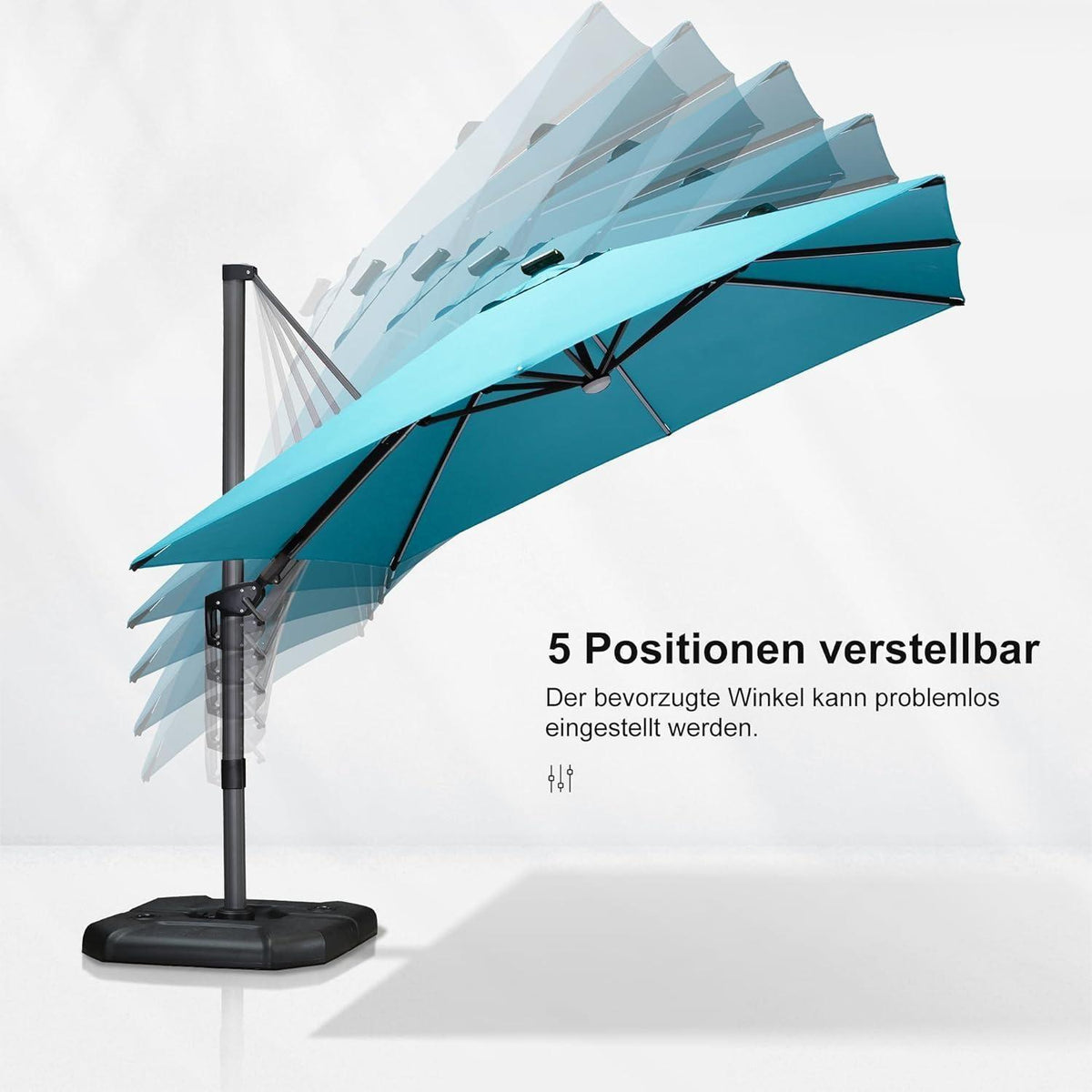 PURPLE LEAF – Parasol de terrasse déporté 10ft avec éclairage LED, rotation 360° et inclinaison