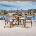 PURPLE LEAF Round Outdoor Dining Set Patio Aluminum Dining Set Round Table and Wicker Chairs with Sunbrella Cushions for Kitchen Deck