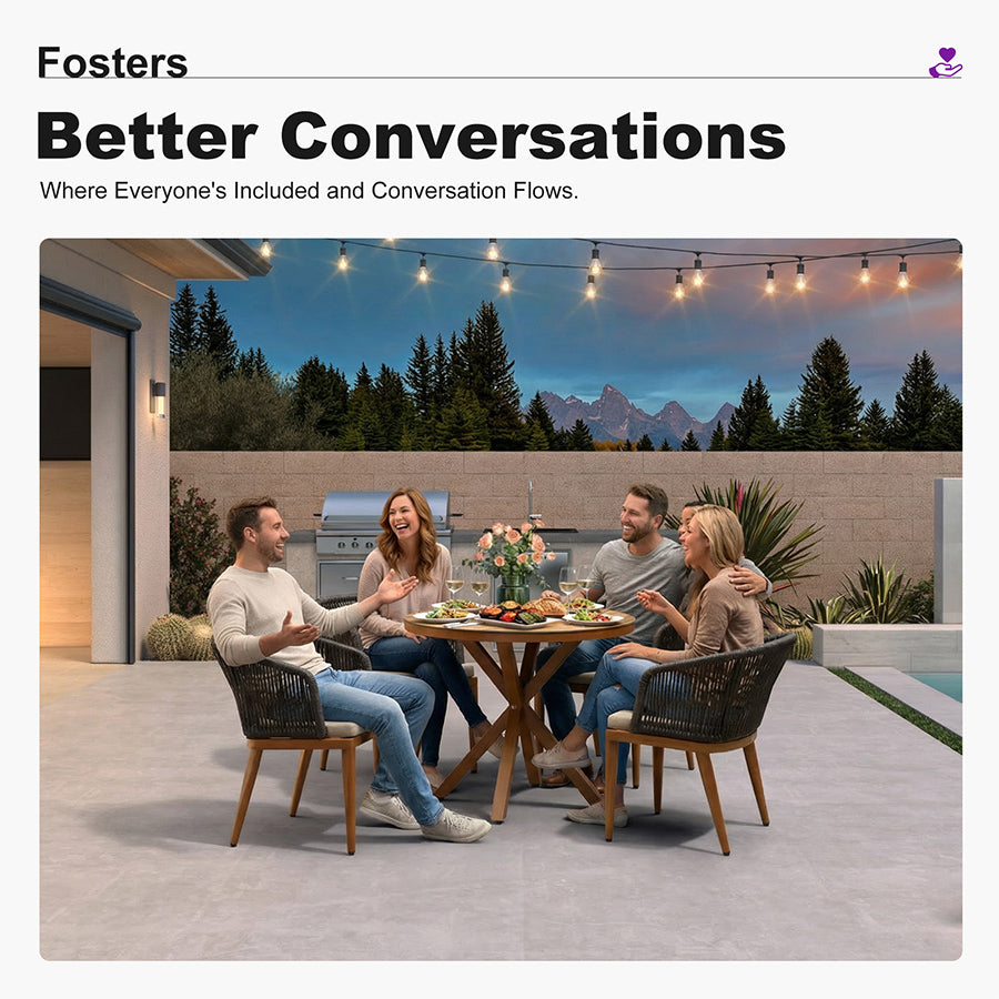 PURPLE LEAF Round Patio Dining Set with Aluminum Frame and Wicker Rattan Dining Chair with Comfortable Cushions for Deck Porch Kitchen Outdoor