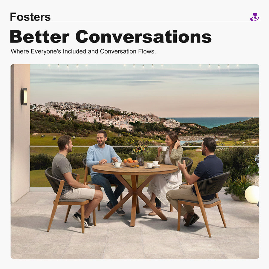 PURPLE LEAF Round Patio Dining Set with Aluminum Frame and Wicker Rattan Dining Chair with Comfortable Cushions for Deck Porch Kitchen Outdoor