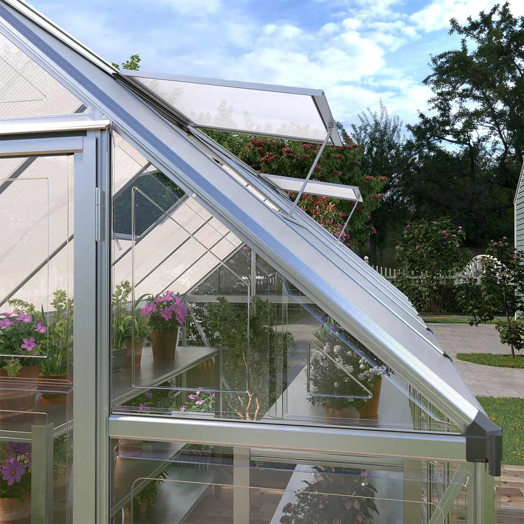6' x 12' Crystal Clear Greenhouse, Aluminum Frame, Integrated Gutter System, Roof Vents, TMG-GH612