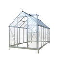 6' x 12' Crystal Clear Greenhouse, Aluminum Frame, Integrated Gutter System, Roof Vents, TMG-GH612