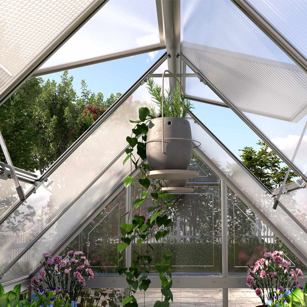 6' x 16' Crystal Clear Greenhouse, Aluminum Frame, Integrated Gutter System, Roof Vents, TMG-GH616