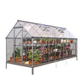 6' x 16' Crystal Clear Greenhouse, Aluminum Frame, Integrated Gutter System, Roof Vents, TMG-GH616