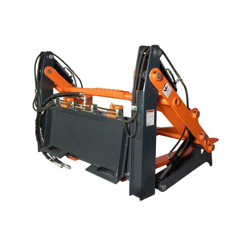 60" Four-Cylinder Pallet Fork Pipe Grapple, 6200-lb Lift Capacity, ITA Class III Forged Tines, Skid Steer Mount, TMG-SPG60