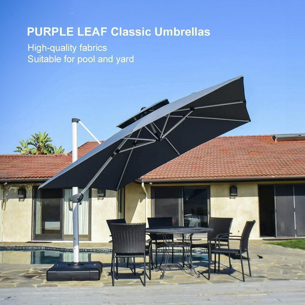 PURPLE LEAF Outdoor Windproof Umbrella, Square Cantilever Umbrella Outside Patio