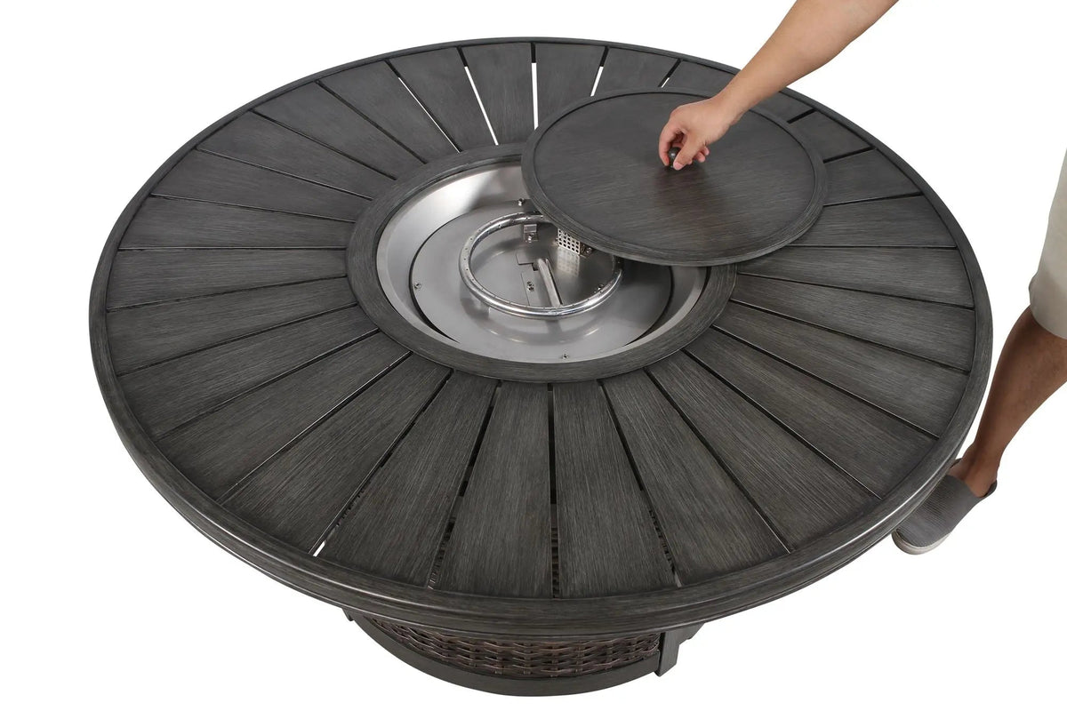 53" Round Fire Pit Table, 60,000 BTU Output, 25" Height, 20lb Propane Tank Compatible, DOBA-FPT53