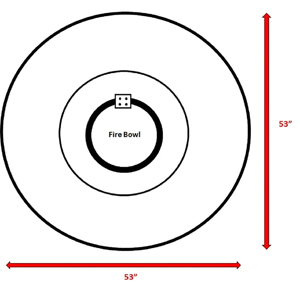 53" Round Fire Pit Table, 60,000 BTU Output, 25" Height, 20lb Propane Tank Compatible, DOBA-FPT53