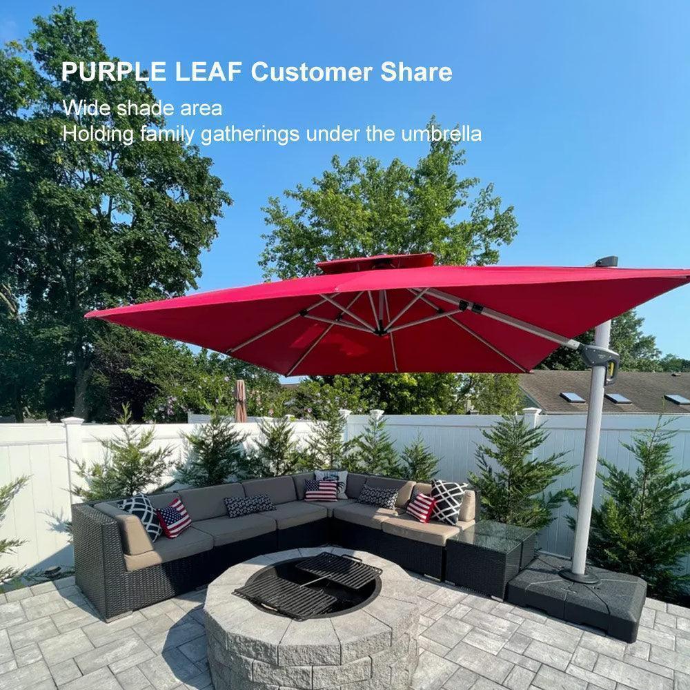 PURPLE LEAF Outdoor Windproof Umbrella, Square Cantilever Umbrella Outside Patio