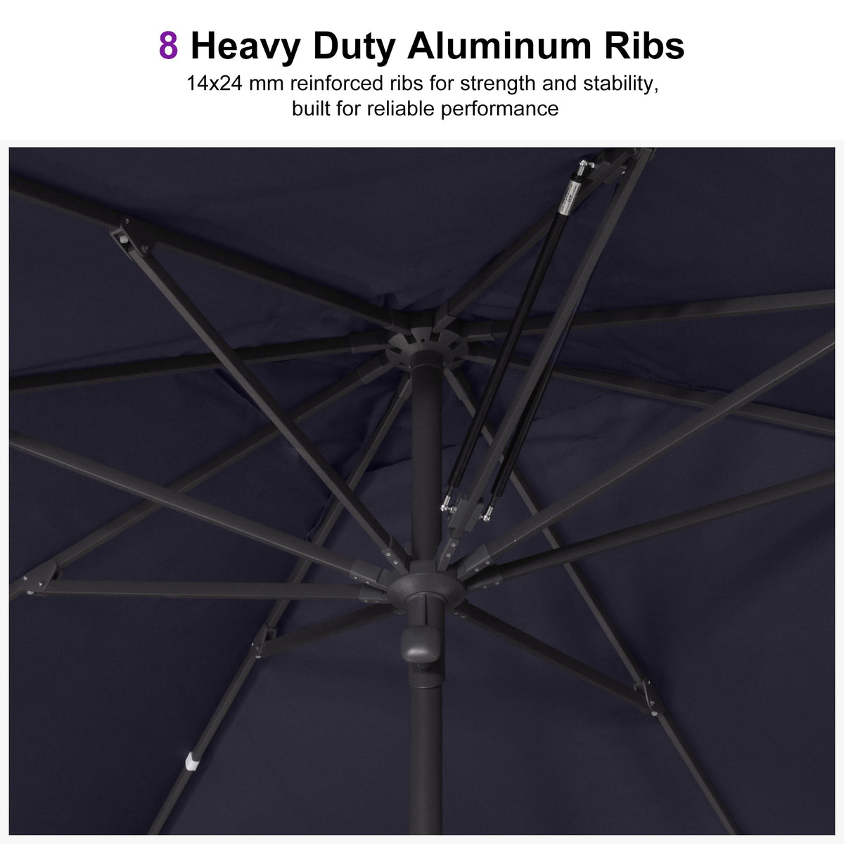 PURPLE LEAF Luxury Market Umbrella Heavy-Duty Commercial Hydraulic Semi-Automatic Patio Umbrella
