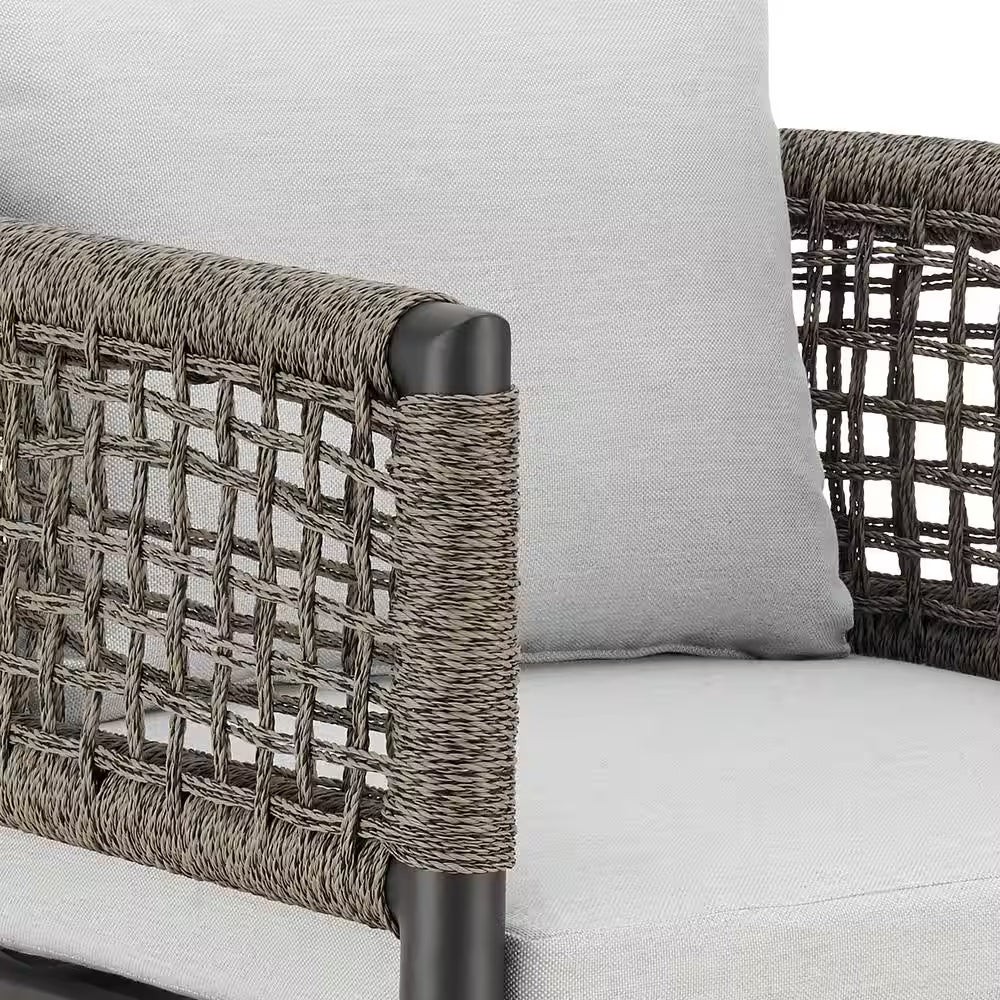 Bar Height Swivel Aluminum Outdoor Bar Stool with Light Gray Cushion