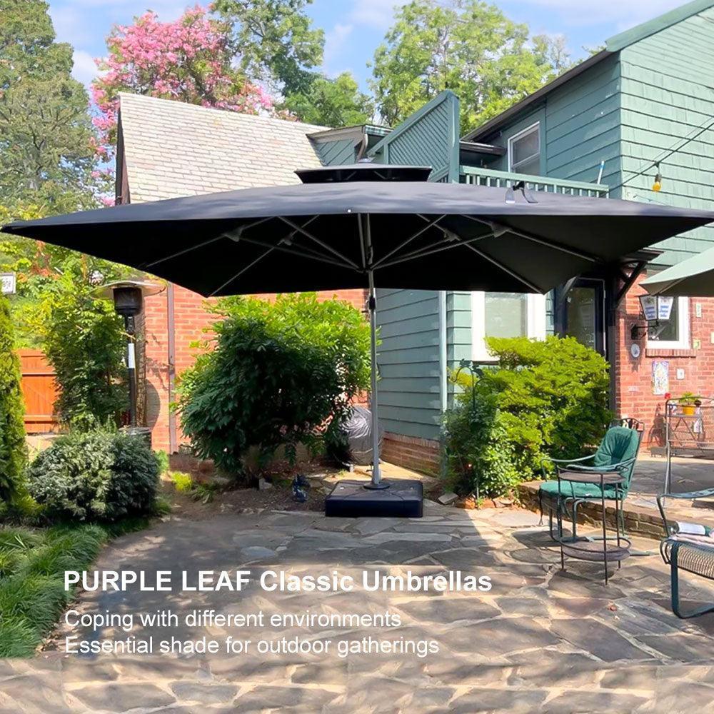 PURPLE LEAF Outdoor Windproof Umbrella, Square Cantilever Umbrella Outside Patio