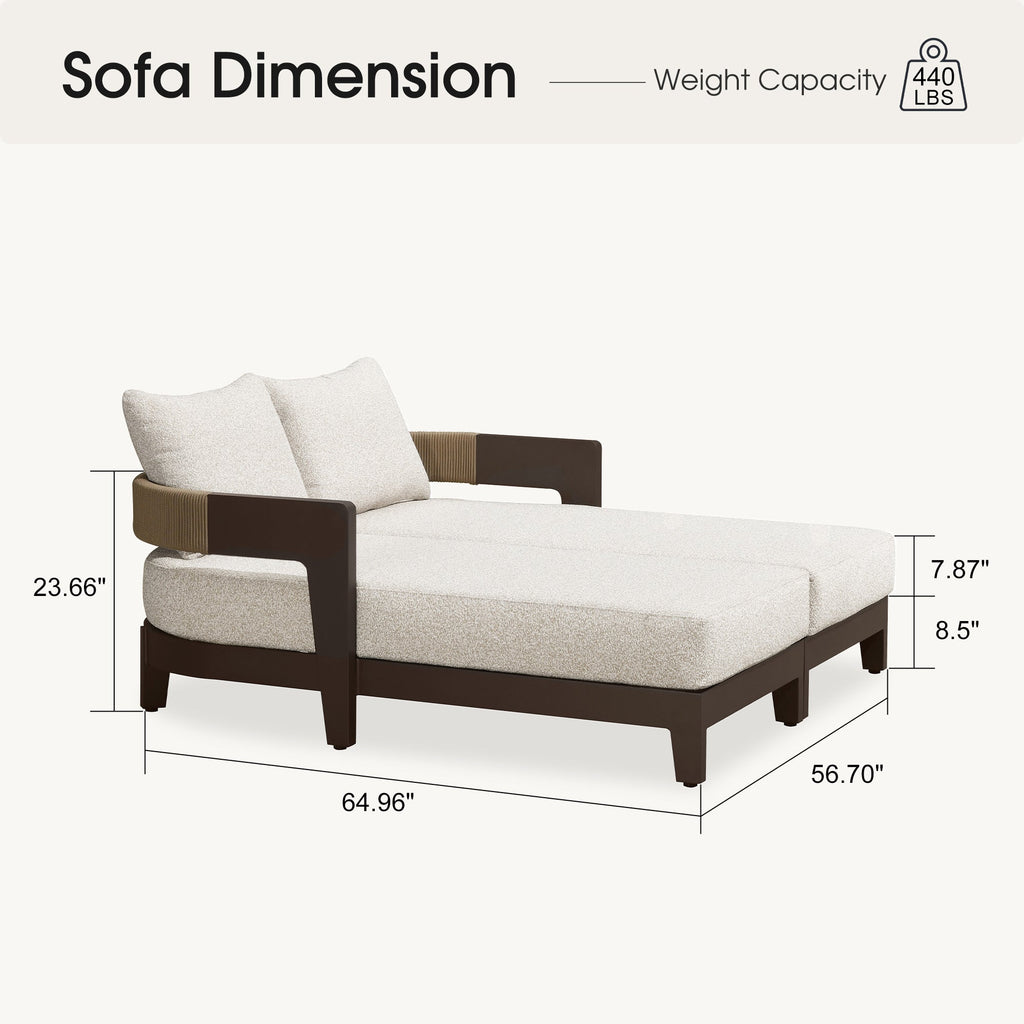 PURPLE LEAF Outdoor daybed Wider Chaise Lounge with Cushion and Pillow