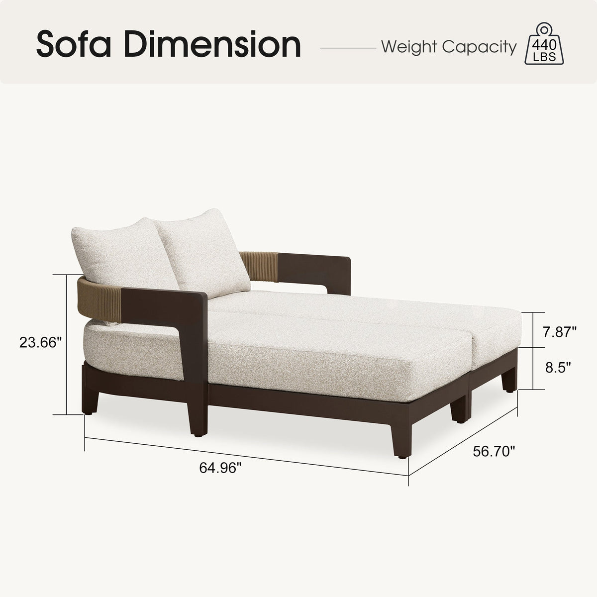PURPLE LEAF Outdoor daybed Wider Chaise Lounge with Cushion and Pillow