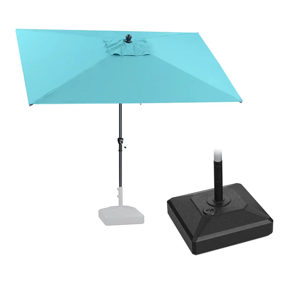 PURPLE LEAF Crank and Tilt Rectangular Outdoor Patio Market Umbrella with Base