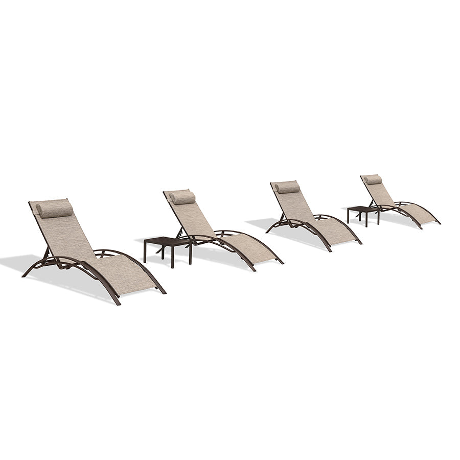 PURPLE LEAF Outdoor Chaise Lounge Chair  Patio Pool Lounger Bronze Aluminum Chairs with Side Table Adjustable Tanning Recliner for Outside Backyard Yard Deck Balcony Beach