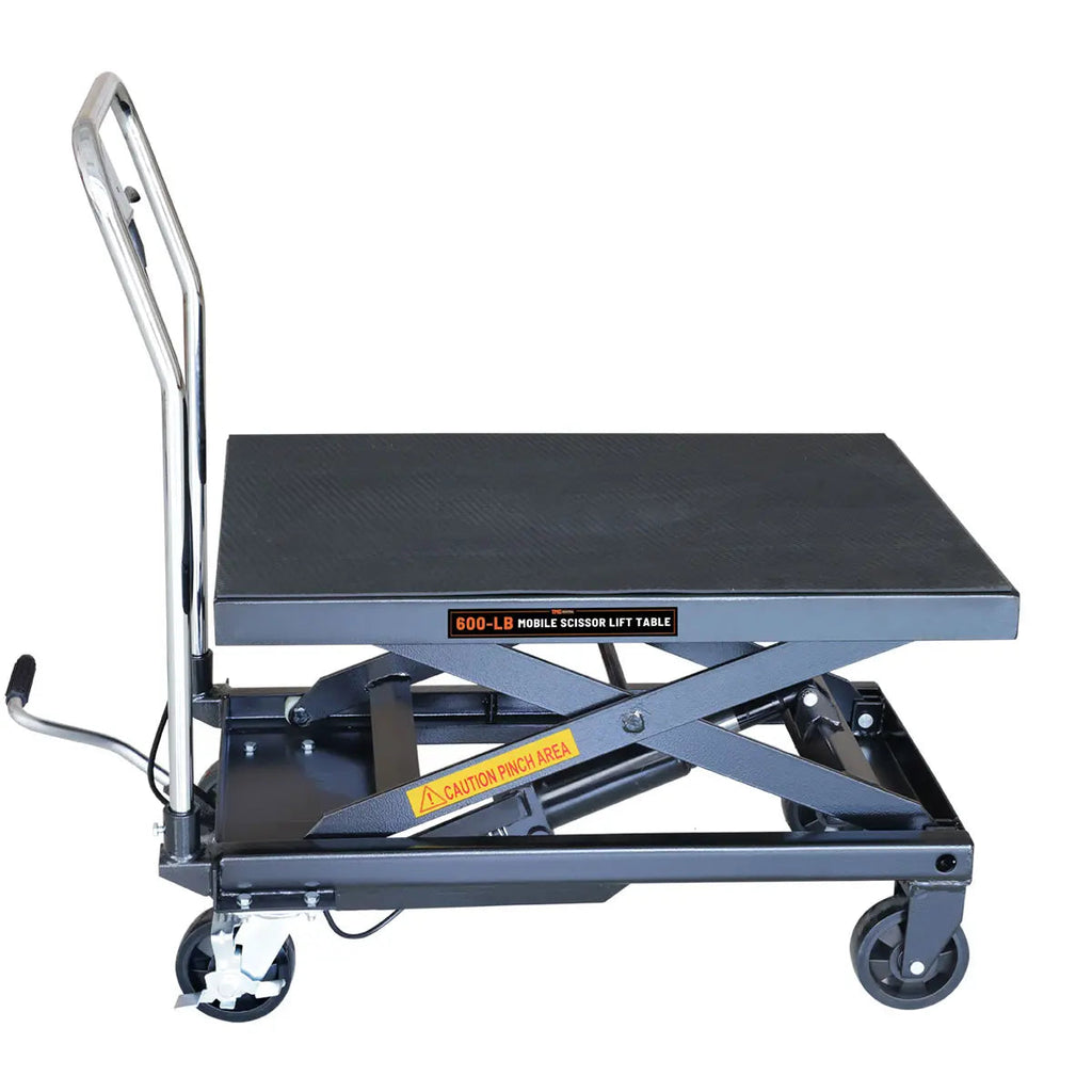 660-lb Mobile Scissor Lift Table, 30" Lifting Height, Foot Pedal Operation, Rubber Padded Tabletop, TMG-ALS03 (Discontinued – No Longer Available)