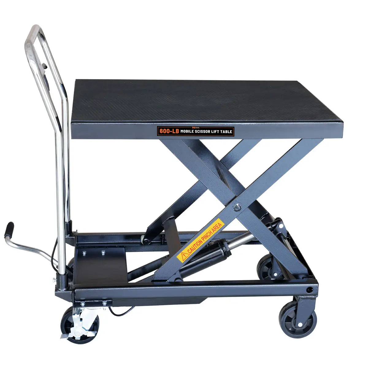660-lb Mobile Scissor Lift Table, 30" Lifting Height, Foot Pedal Operation, Rubber Padded Tabletop, TMG-ALS03 (Discontinued – No Longer Available)