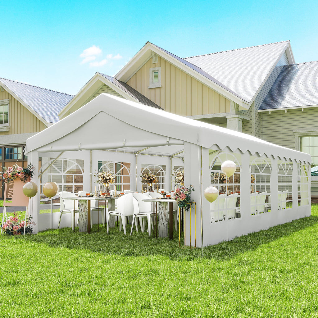 13' x 26' Heavy Duty Party Tent and Carport with Sidewalls, White