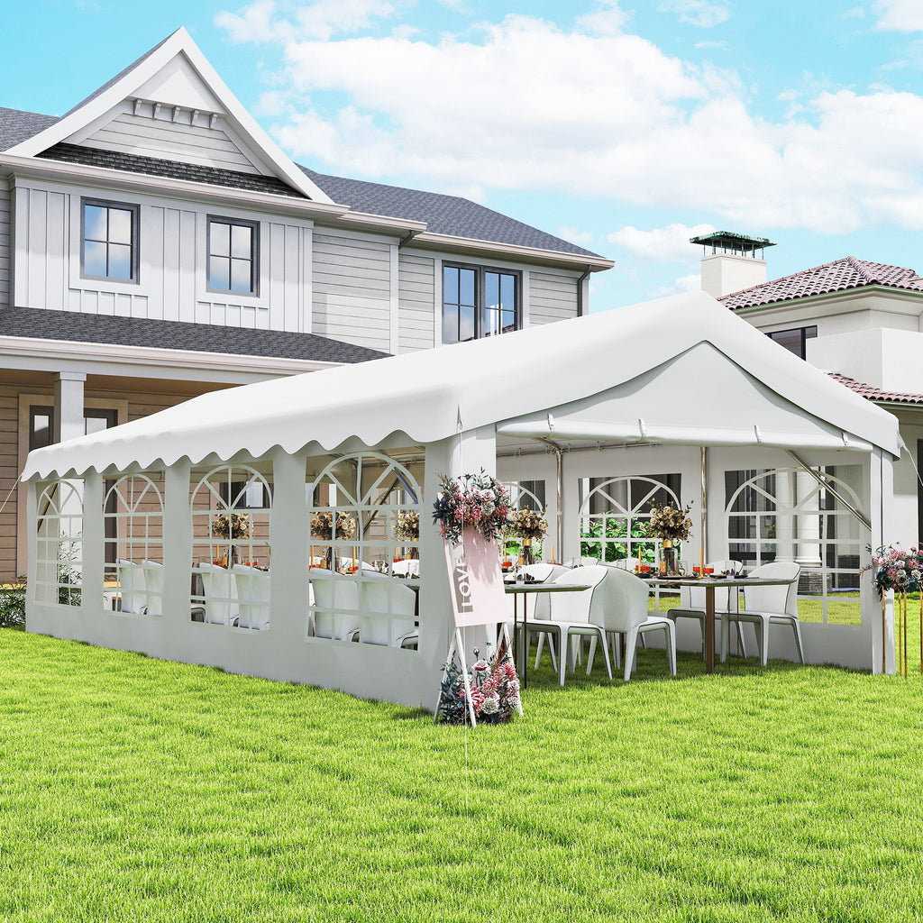 13' x 26' Heavy Duty Party Tent and Carport with Sidewalls, White