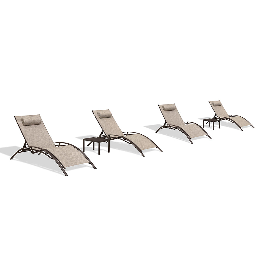 PURPLE LEAF Outdoor Chaise Lounge Chair  Patio Pool Lounger Bronze Aluminum Chairs with Side Table Adjustable Tanning Recliner for Outside Backyard Yard Deck Balcony Beach