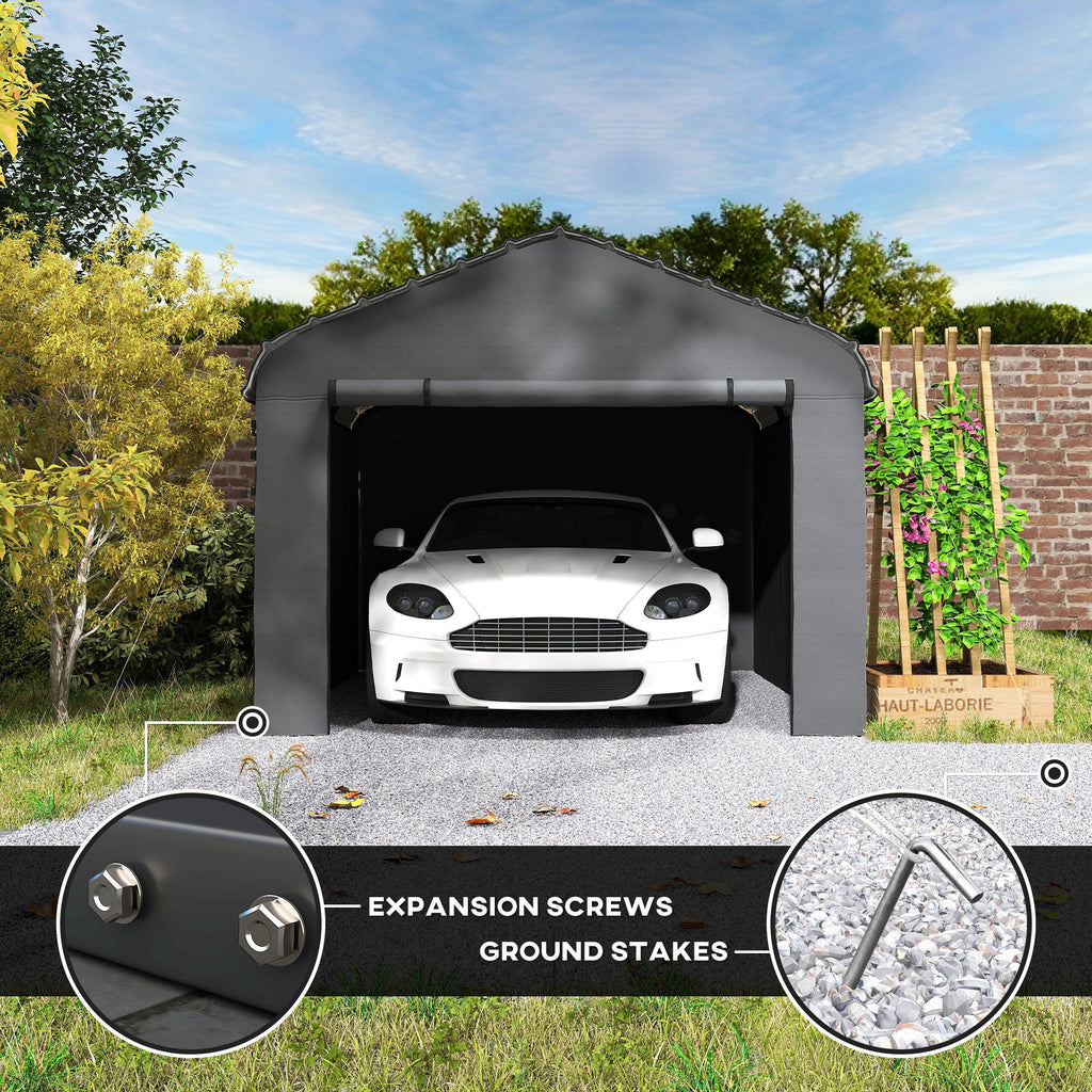 Onward 10' x 15' Heavy Duty Metal Carport with Galvanized Roof & Removable Sidewalls