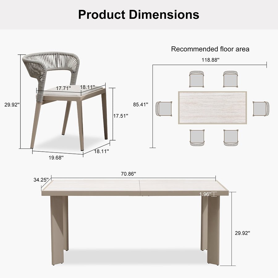 PURPLE LEAF 7 / 9 / 11 pcs Outdoor Dining Set Patio Dining Furniture for Lawn Backyard Deck Brown