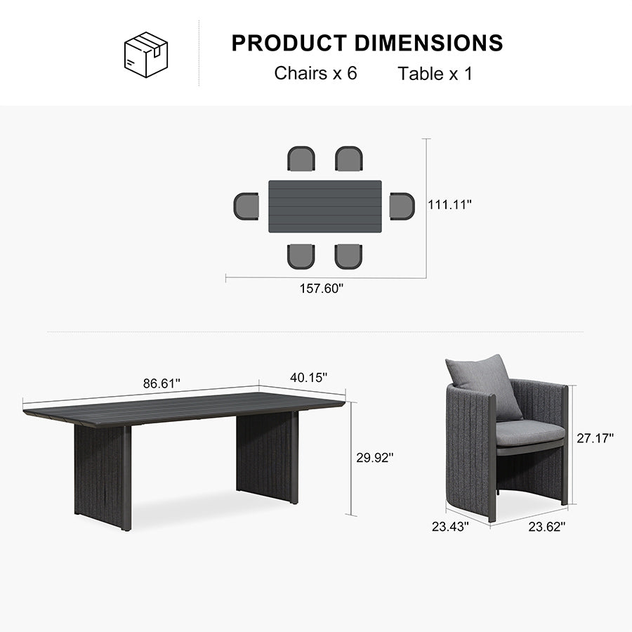 PURPLE LEAF Sanori Outdoor Dining Set Weather-Resistant Aluminum Table and Chairs Set with Backrest Pillow and Olefin Cushions for Deck
