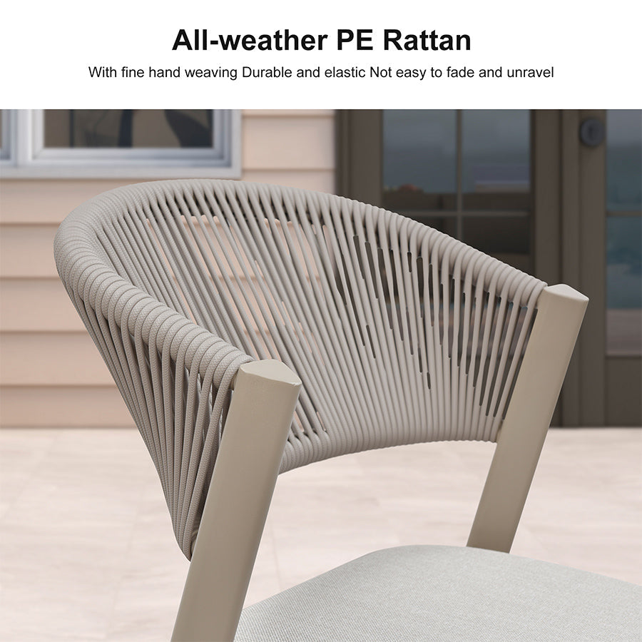 PURPLE LEAF Round Patio Dining Set with Aluminum Frame and Wicker Rattan Dining Chair with Comfortable Cushions for Deck Porch Kitchen Outdoor