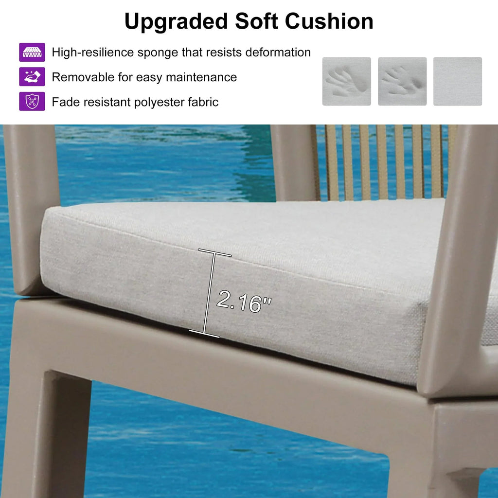 PURPLE LEAF Patio Bar Stools Set of 2 Outdoor Wicker Modern High Bar Chairs Metal Cushioned Barstools with Backs and Ergonomic Armrest