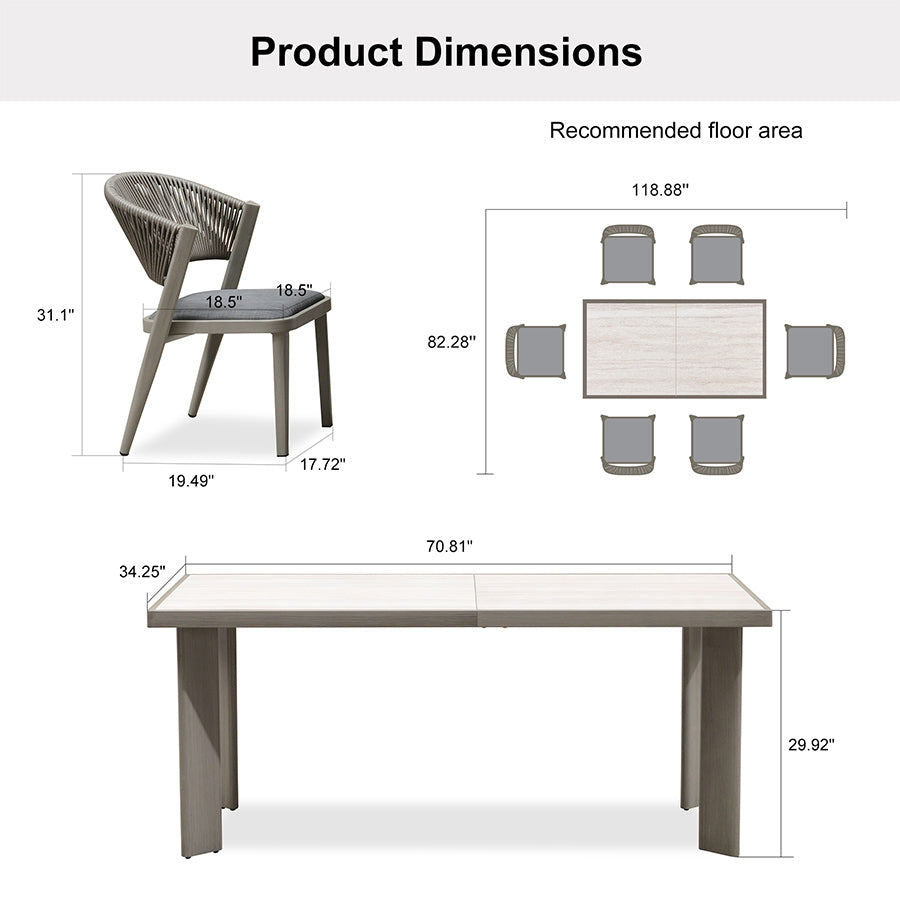 PURPLE LEAF 7 / 9 / 11 pcs Outdoor Dining Set Patio Dining Furniture for Lawn Backyard Deck Brown