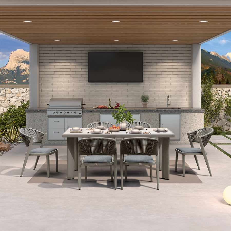 PURPLE LEAF 7 / 9 / 11 pcs Outdoor Dining Set Patio Dining Furniture for Lawn Backyard Deck Brown