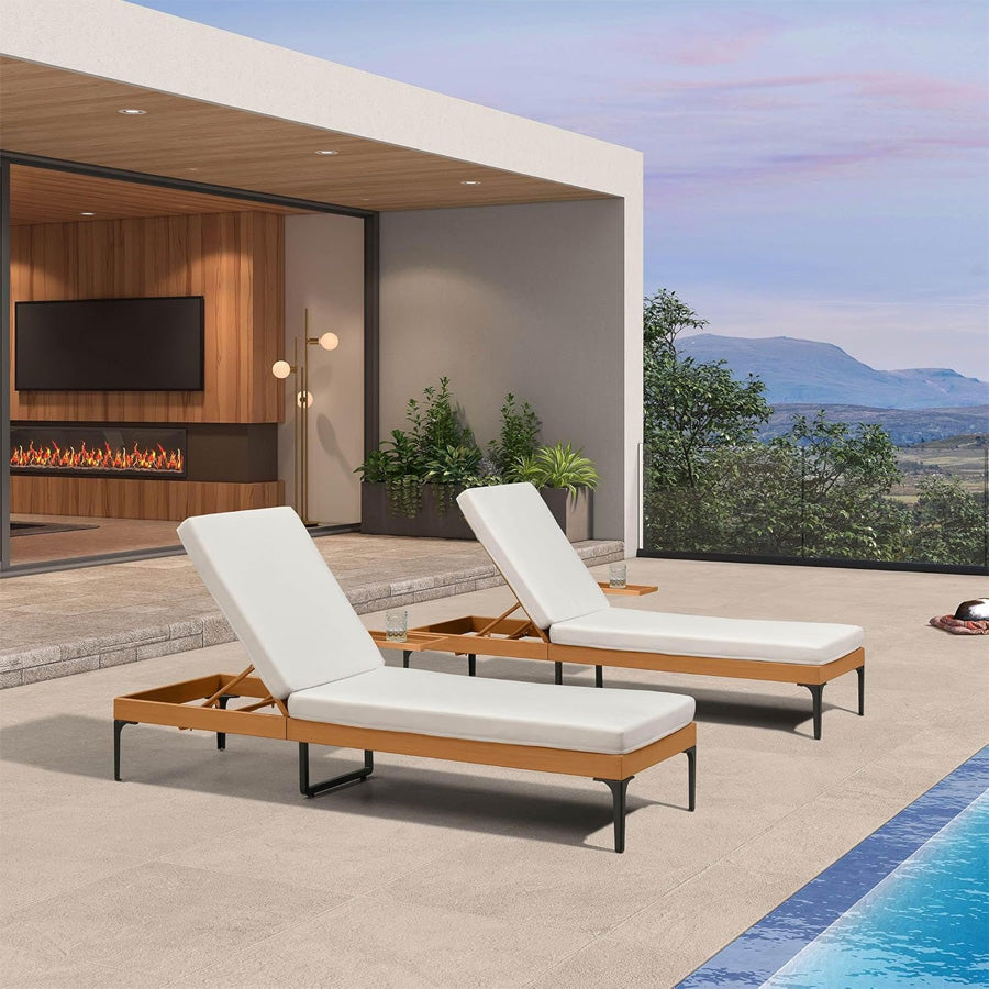 PURPLE LEAF Outdoor Chaise Lounge Sunbrella Patio Lounge Chair Recliner and Cushion for Poolside Balcony Backyard
