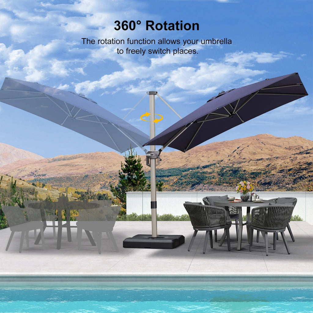 PURPLE LEAF Hailar Deluxe Aluminum Patio Umbrella with Base, Square and Rectangular Umbrella