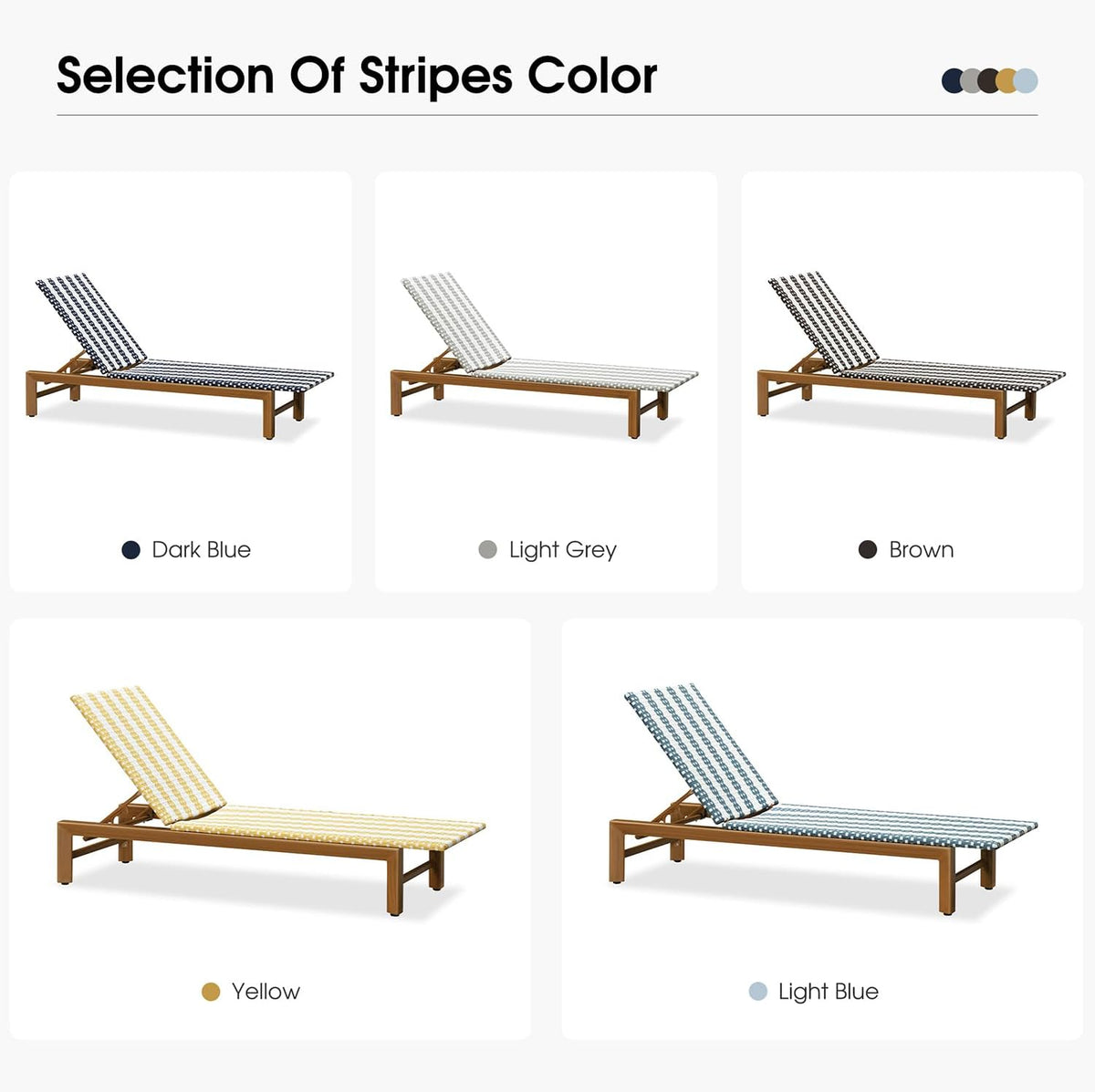 PURPLE LEAF Outdoor Teak Chaise Lounge Chair, Wood Grain Aluminum Outdoor Pool Lounge Chairs with Adjustable Backrest, Breathable Recliner for Patio, Poolside, Garden