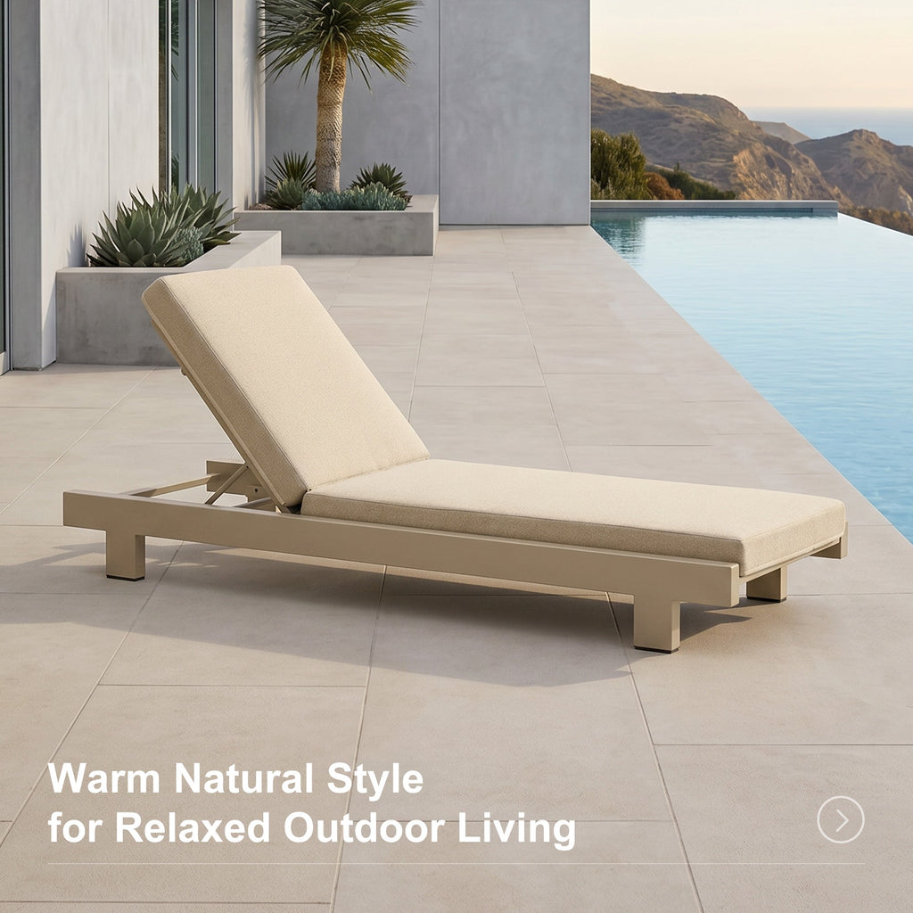 PURPLE LEAF Outdoor Standard Daybed for Patio,  Poolside Chaise Lounge Bed with Cushion, Olefin Blend Fabric, Aluminum Frame Sunbed for Deck and Backyard