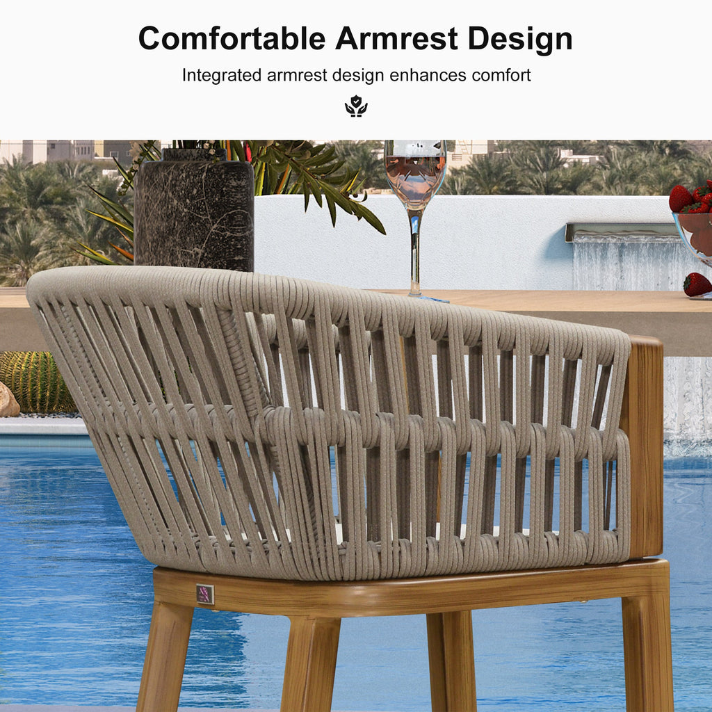 PURPLE LEAF Outdoor Bar Stools Set of 2 for Overweight Wicker Rattan Patio Barstools Woven Modern Bar Chairs with Backrest and Cushions for Garden Outside