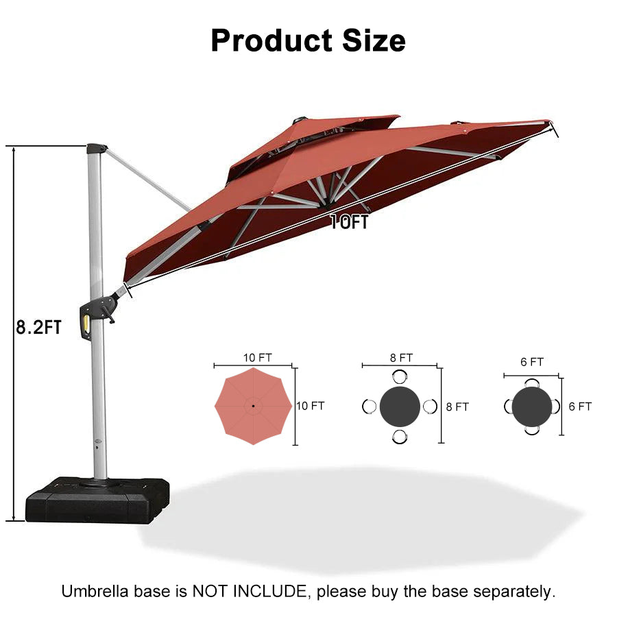 PURPLE LEAF Round Cantilever Patio Umbrella Heavy Duty Umbrella for Porch Garden Pool