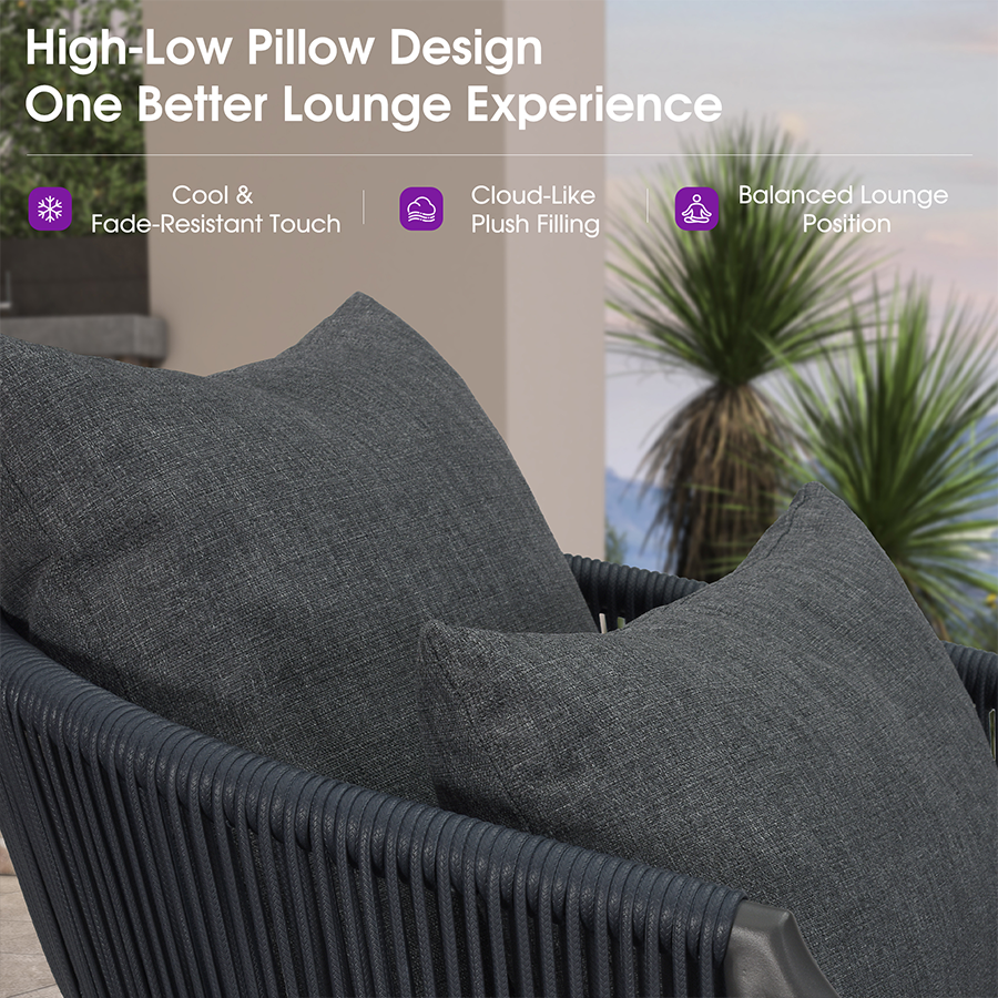 PURPLE LEAF Outdoor Lounge Chair, Patio Chaise Lounge with Cushioned Seat & Supportive Armrests, Ergonomic Aluminum Pool Lounge Chairs for Backyard Deck Poolside