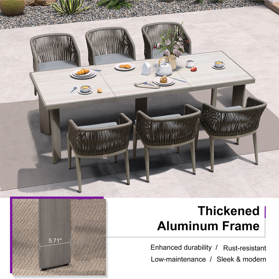 PURPLE LEAF Patio Dining Set with Sunbrella Fabric Cushions and Aluminum Table All-Weather Wicker Patio Table Set for Deck