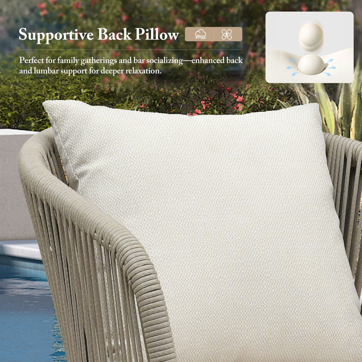 PURPLE LEAF Outdoor Bar Stools Patio Modern Aluminum Rattan High Back & Arms Bar Chairs with Removable Cushions and Pillows  for Outdoor or Indoor