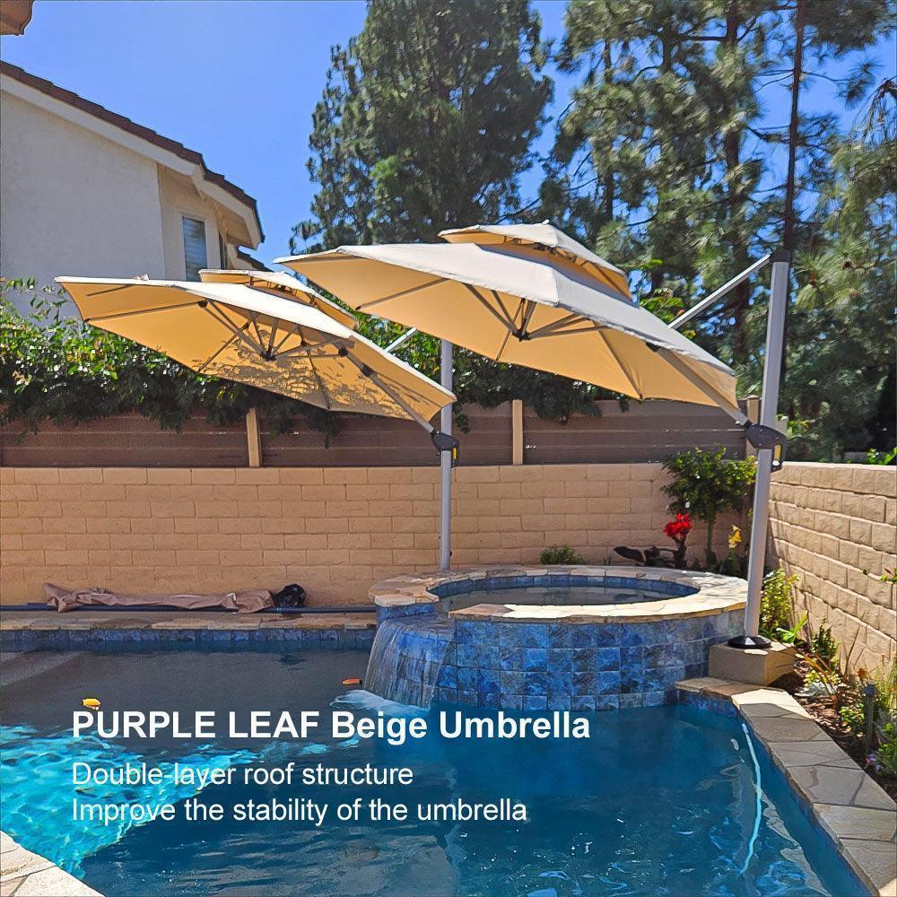 PURPLE LEAF Round Cantilever Patio Umbrella Heavy Duty Umbrella for Porch Garden Pool