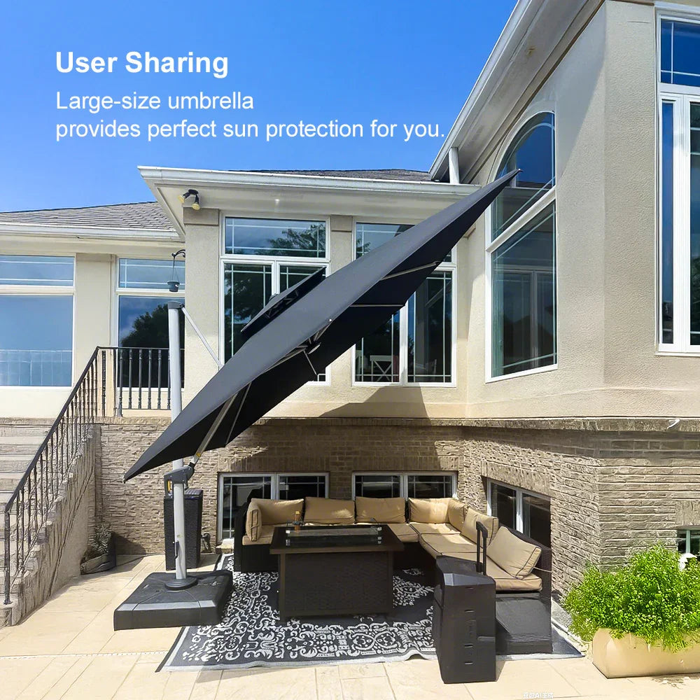 PURPLE LEAF Outdoor Windproof Umbrella, Square Cantilever Umbrella Outside Patio