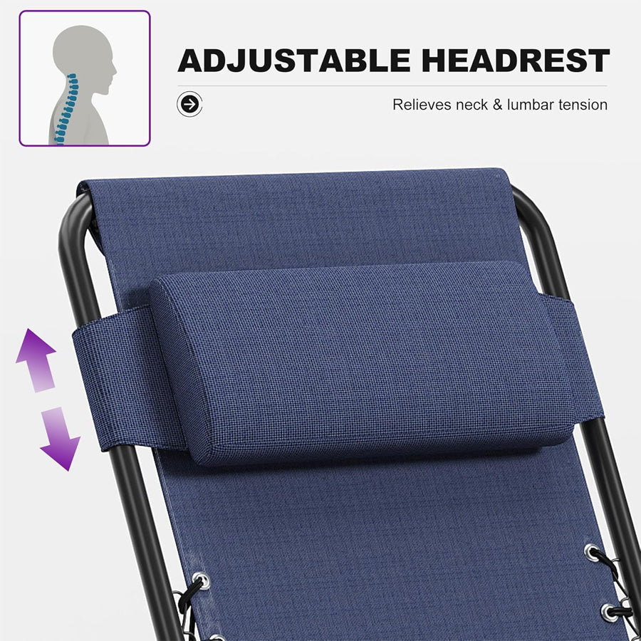 PURPLE LEAF Outdoor Reclining Chair Patio Zero Gravity Chaise Lounge Folding Chair with Removable Cushion Adjustable Headrest for Lawn Camping Beach Pool